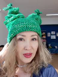 Winter Crochet Hat With Horns, Funny Cute Crochet Adult Hat, Purple, Green  Crochet Hat