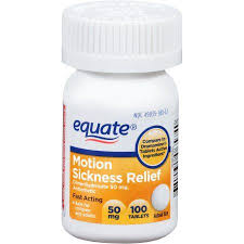 Equate Fast Acting Motion Sickness Relief Dimenhydrinate Tablets 50 Mg 100 Ct Walmart Com Motion Sickness Nausea Relief Relief