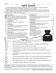 Rightly Speaking Bill Of Rights Activity Social Studies Worksheets Social Studies Notebook Social Studies Resources