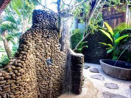 Outdoor Rock Shower Built Stone By Stone Rock Shower Ubud Vacation Rental