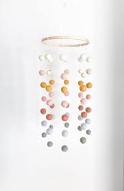 Handmade Ombre Felt Ball Mobile Diy Baby Stuff Diy Crib Felt Ball