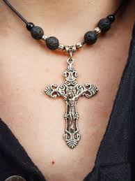 Cross Necklace • Silver Cross Pendant • Cross Necklace for Men • Mens Cross  Necklace • Christian Gifts • Masculine Leather Necklace