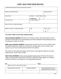 blank 5 day eviction notice fill online printable fillable blank pdffiller