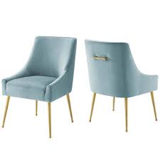 Discern Upholstered Performance Velvet Dining Chair Set Of 2 Light Blue Velvet Dining Chairs Dining Chairs Upholstered Dining Chairs