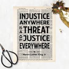 Martin Luther King Jr Quote - Injustice Anywhere Is A Threat to Justice  Everywhere - MLK Quote - Dictionary Art Print - Etsy.de