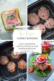 How to make a frozen turkey burger in air fryer so it's tender on the inside and crisp on the outside. Air Fryer Turkey Burgers Garnished Plate