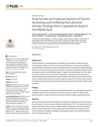 Maybe you would like to learn more about one of these? Pdf Arab Female And Male Perceptions Of Factors Facilitating And Inhibiting Their Physical Activity Findings From A Qualitative Study In The Middle East
