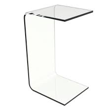 This end table is made from acrylic, stainless steel, and tempered glass for a luxurious take on clear tables. Lavish Home Acrylic Clear Modern C Style Vertical End Table Hw0200012 The Home Depot In 2021 Acrylic Side Table End Tables Elegant Dorm Room