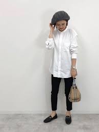 gu ユニクロ しまむら zara 4大プチプラブランドの春コーデ folk オーバーサイズシャツ コーデ スタンドカラー シャツ ファッション