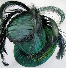 Victorian Steampunk Hat Mini Stovepipe Top Hat Green Shiny Victorian Steampunk Peacock Victorian Steampunk Steampunk Hat Steampunk Accessories