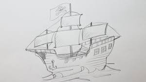 Start with an oval circle for the shape of the hull and then step 3. How To Draw A Pirate Ship Youtube