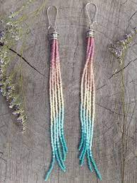 Long Tassel Earrings Long Beaded Earrings Seed Bead Etsy Beaded Earrings Diy Seed Bead Earrings Beaded Earrings Patterns