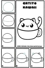 Tutorial con dibujos explicativos para aprender a dibujar paso a paso. Como Dibujar Un Gato En Una Taza Kawaii Paso A Paso Dibujando Con Vani
