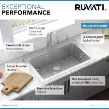 Maybe you would like to learn more about one of these? 33 X 22 Inch Drop In Topmount Kitchen Sink 16 Gauge Stainless Steel Single Bowl Ruvati Usa