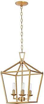 Motini 4 Light Gold Lantern Pendant Light In Burnished Brass Finish Metal Geometric F Gold Lantern Pendant Light Lantern Pendant Lighting Gold Pendant Lighting