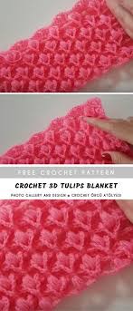 Crochet 3d Tulips Blanket Unique Crochet Blanket Crochet Blanket Patterns Afghan Crochet Patterns