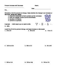 Percent Increase And Decrease Percent Of Change Math Percents