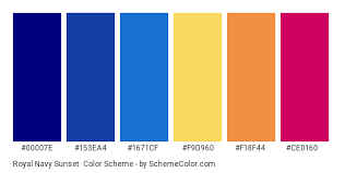 This bold color palette can be used for home decor, wedding , any event or outfits. Royal Navy Sunset Color Scheme Blue Schemecolor Com