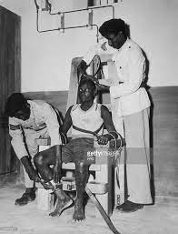 a prisoner is strapped into the electric chair at addis ababa prison history ethiopia human oddities