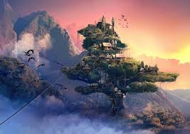 Lost Boy Hideout Doesn T Belong To Me Credit To The Artist Fantasielandschaft Peter Pan Kunst Landschaftsbau