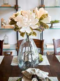 Home decor items often makes your house look elegant and impressive. Large Glass Vase With White Flowers Farmhouse Table Centerpieces Dining Room Table Centerpieces Large Glass Vase