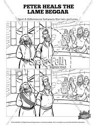 Peter heals the crippled beggar in jesusâ€™ name. Acts 3 Peter Heals The Lame Man Sunday School Coloring Pages Sharefaith Kids