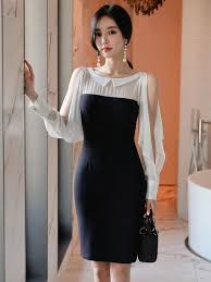 Wholesale Korean Color Block Bodycon Dress From China To Japan Eka042023bw Wholesale7 Net Color Block Bodycon Dress Bodycon Dress Dresses
