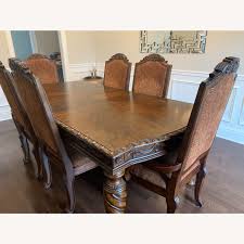 Footboard with marble parquetry panel caps. Ashley Furniture North Shore Dining Set 7 Piece Aptdeco