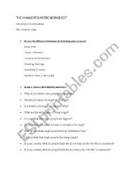 Hopefully you remembered where your buddy went after a hard night of partying! The Hangover Movie Worksheet Esl Worksheet By Nette