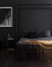 Black living room designed with a round wooden mirror above wainscoting. 27 Stylish Bedrooms With Black Walls Digsdigs