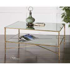 Boxed weight, approximately 75 lbs. Uttermost Gold Henzler Coffee Table Bellacor