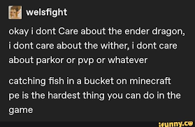 A fish bucket is an item that was added in update 1.4. Welsfight Okay I Dont Care About The Ender Dragon I Dont Care About The Wither I Dont Care About Parkor Or Pvp Or Whatever Catching ï¬sh In A Bucket On Mine