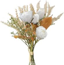 Try afloral for a unique selection. Amazon Com Artificial Dried Flowers Fake Silk Rose Flower Arrangements 2 Packs Of Plastic Wheat Ears Bouquet Decor Home Decoration Centerpieces White Kitchen Dining