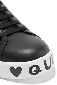 Black And Silver Dolce Gabbana Sneakers Dolce Gabbana Logo Print Appliqued Leather Sneakers Leather Sneakers