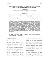 Pdf Adapting Human Resource Management Practices In The Context Of Globalization In South Asia