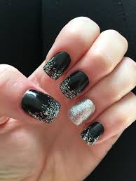 Black And Silver Glitter Nails Nail Art Nail Design Party Nails November Nails Nails November Nails Christmas Party Nails