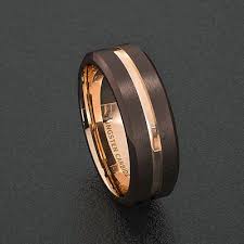 Black And Rose Gold Ring Mens Mens Wedding Band 8mm Dark Espresso Collection Brown Ring Rose Gold Groove Inlay In Jewelry Watches Men S Jewel Mens Wedding Rings Brown Rings Rings For Men