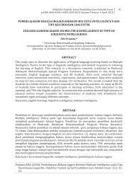 Contoh judul skripsi pendidikan bahasa inggris yang mudah dikerjakan the genre based approach to teaching writing report text. Pdf English Learning Based On Multiple Intelligence In Type Of Linguistic Intelligence
