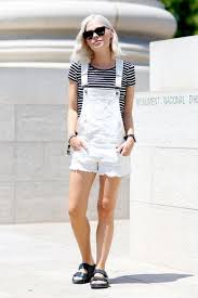 Black And White Striped Overalls Shorts 12 Cute Ways To Style Overalls This Summer Overall Shorts Outfit White Overalls Fashion