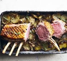 The main was rack of lamb and a salmon fillet with mashed potatoes and asparagus. Rack Of Lamb Recipes Bbc Good Food