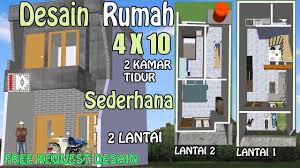Denah rumah minimalis ukuran 8x12 meter 2 kamar tidur 1 lantai + tampak depan. Desain Rumah Sederhana 2 Lantai 4x10 1 Desainrumahsederhana Desainrumahmungil Rumah4x10 Youtube
