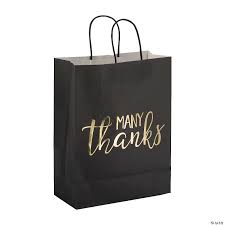 ( 3.8 ) out of 5 stars 6 ratings , based on 6 reviews current price $1.92 $ 1. Large Many Thanks Black Gold Kraft Paper Gift Bags Oriental Trading