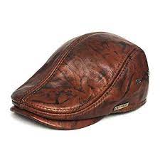 Amazon Com Lethmik Flat Cap Cabby Hat Genuine Leather Vintage Newsboy Cap Ivy Driving Cap L Yellow Brown Sports Outdoors Hats For Men Leather Cap Leather