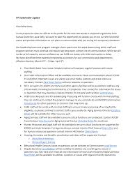NF Stakeholder Update Good afternoon, As we prepare to close our offices to  the public for the next two weeks in response to gui