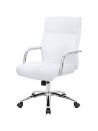 With a white leather computer chair, the possibilities are virtually endless regardless of where you use the chair. Boss Office Products Modern Executive Bonded Leather Mid Back Conference Chair White Office Depot
