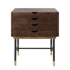 Table De Chevet 4 Tiroirs En Acacia Et Metal Noir Sterling Waschtisch Holz Beton Nachttisch Schwarz Schwarzes Metall
