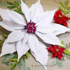 Paper Large Poinsettia Tutorial And Template Quick And Easy Paper Flowers Easy Paper Flowers Giant Paper Flowers