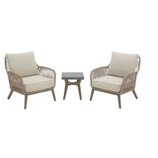 Hampton Bay Haymont 3 Piece Steel Wicker Outdoor Patio Conversion Seating Set With Beige Cushions Frs80952 St The Home Depot In 2020 Patio Dining Chairs Outdoor Deck Furniture Beige Cushions