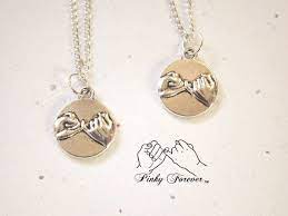 2 Sterling Silver Best Friends Pinky Promise Necklaces His Hers Couples Pinky Swear Boyfriend Girlfriend Pinkie Promise Necklace Friend Necklaces Bff Necklaces