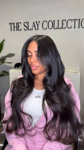 Middle part quick weave with soft curl, long layers… For the girls who love a soft look just a lil body., Hair : (4) 26” body wave bundles from @theslaycollection_ shop Quality!